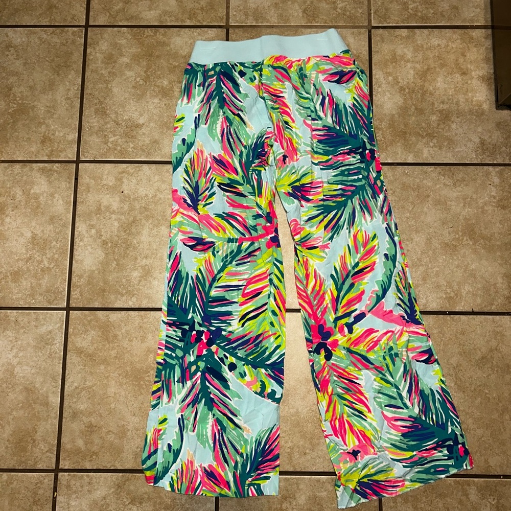 Lilly Pulitzer Seaside Beach Pant Multi-Color Island Time Sz XS Palms - Picture 6 of 7